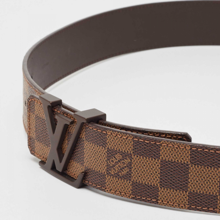 Pre Owned Louis Vuitton Damier Ebene Canvas LV Initials Belt 90CM