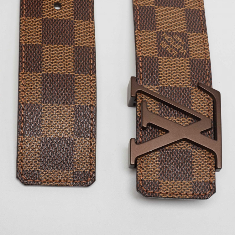 Pre Owned Louis Vuitton Damier Ebene Canvas LV Initials Belt 90CM