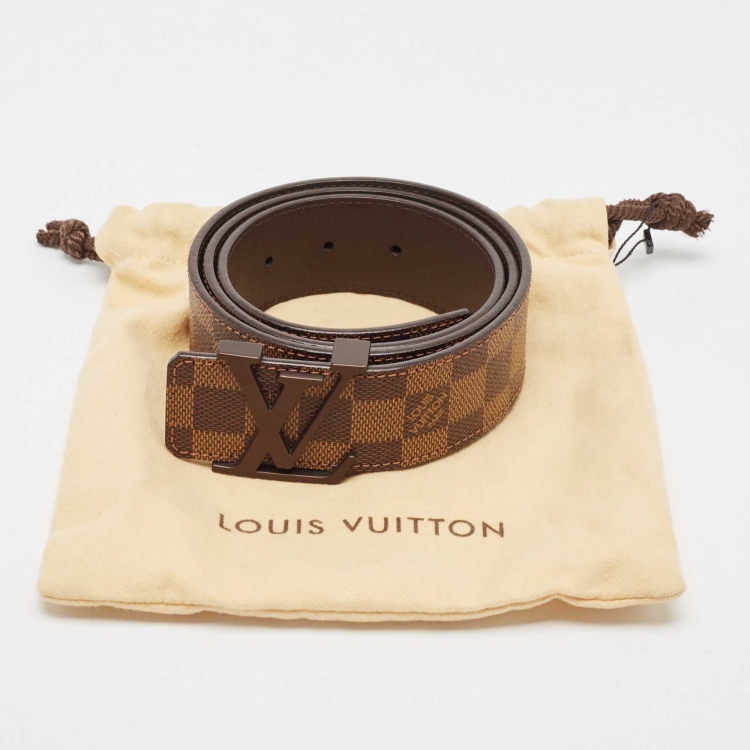 Pre Owned Louis Vuitton Damier Ebene Canvas LV Initials Belt 90CM