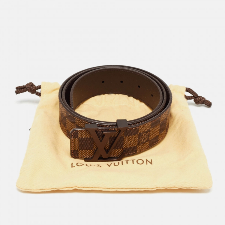 Pre Owned Louis Vuitton Damier Ebene LV Initiales Belt 95CM