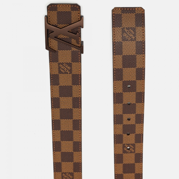 Pre Owned Louis Vuitton Damier Ebene LV Initiales Belt 95CM