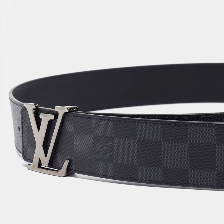 Pre Owned Louis Vuitton Damier Graphite Canvas LV Initiales Reversible Belt 110CM