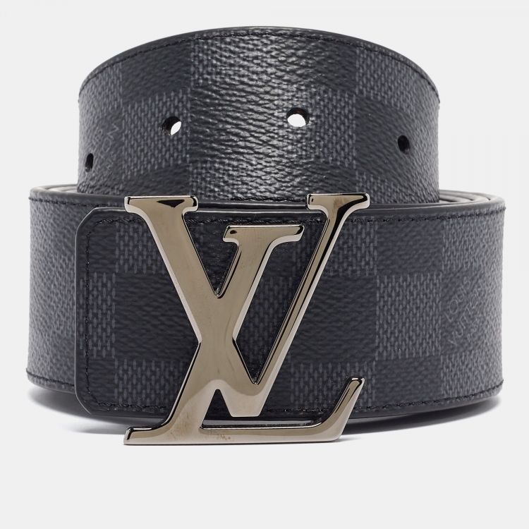 Pre Owned Louis Vuitton Damier Graphite Canvas LV Initiales Reversible Belt 110CM