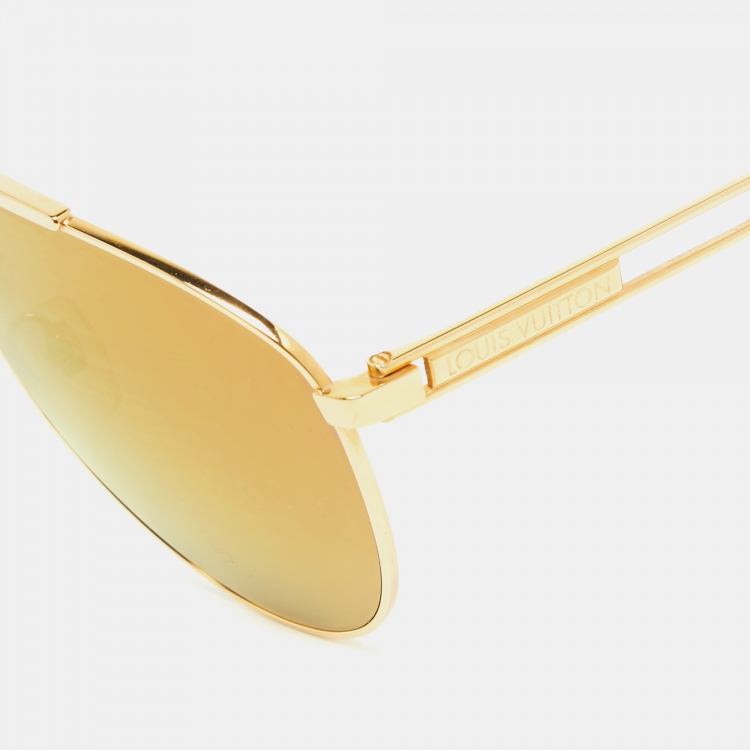 Pre Owned Louis Vuitton Gold Mirrored  Z2314U Tonca Aviator Sunglasses
