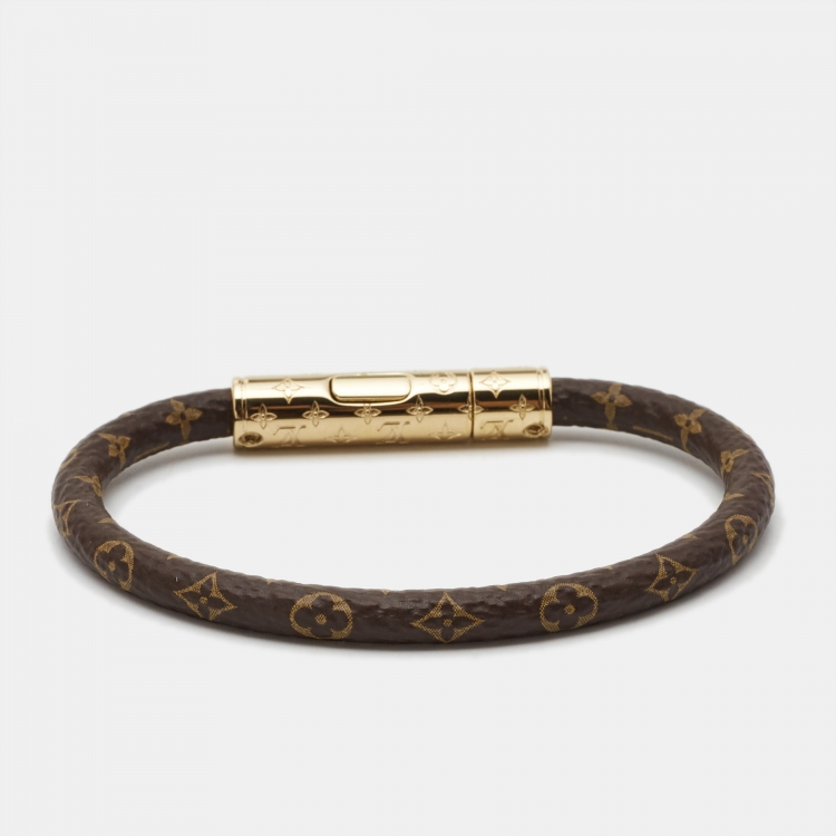 Pre Owned Louis Vuitton Monogram Coated Canvas Gold Tone Bracelet