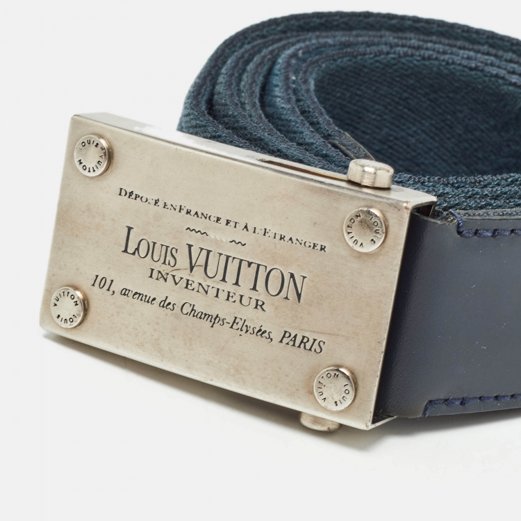 Pre Owned Louis Vuitton Blue Canvas Inventeur Belt 100CM