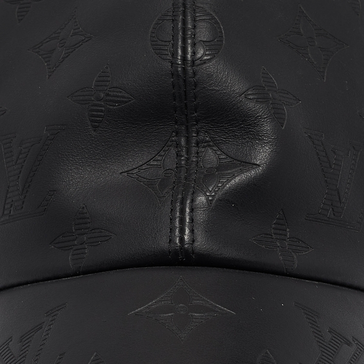 Pre Owned Louis Vuitton Black Monogram Shadow Leather Cap