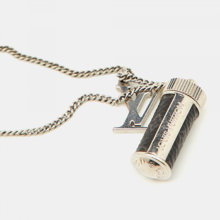 Pre Owned Louis Vuitton Silver Tone Monogram Eclipse Charms Necklace