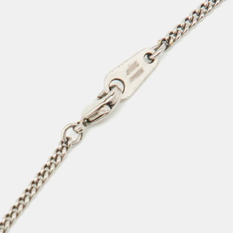 Pre Owned Louis Vuitton Silver Tone Monogram Eclipse Charms Necklace