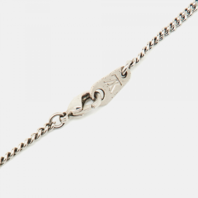 Pre Owned Louis Vuitton Silver Tone Monogram Eclipse Charms Necklace