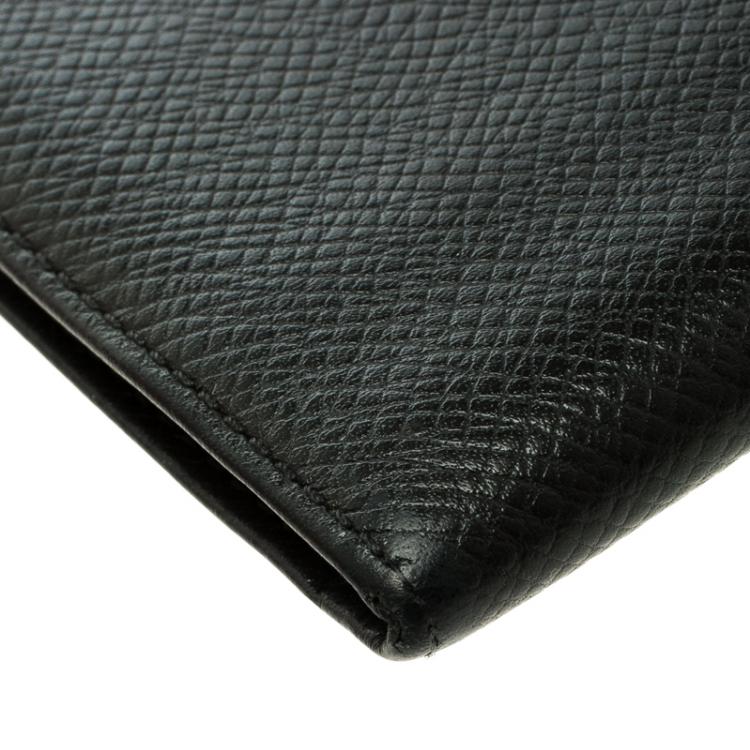 Pre Owned Louis Vuitton Black Taiga Leather Bifold Wallet