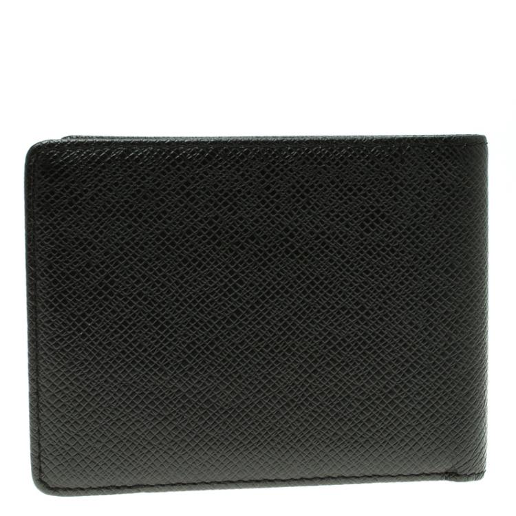 Pre Owned Louis Vuitton Black Taiga Leather Three Flap Wallet