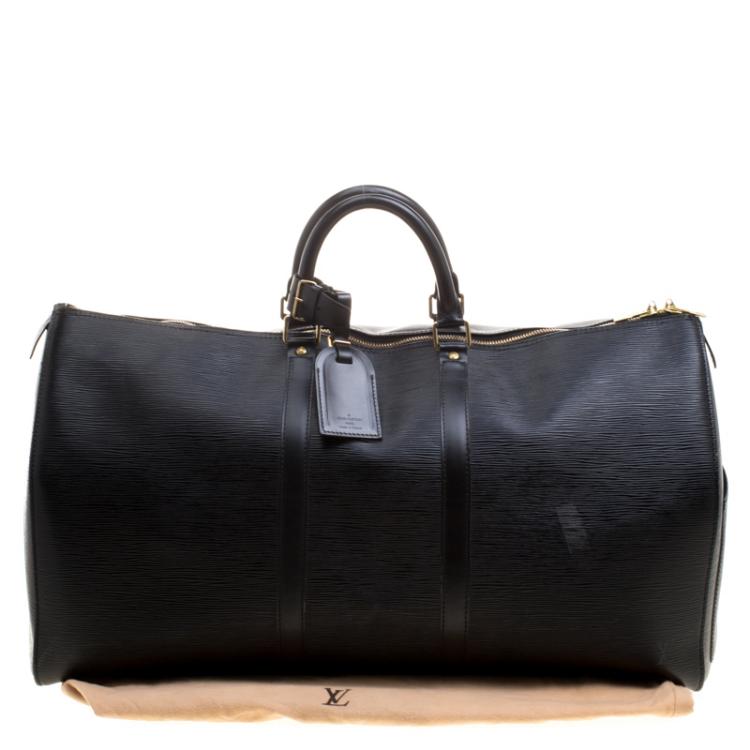 Pre Owned Louis Vuitton Black Epi Leather Keepall 55 Bag