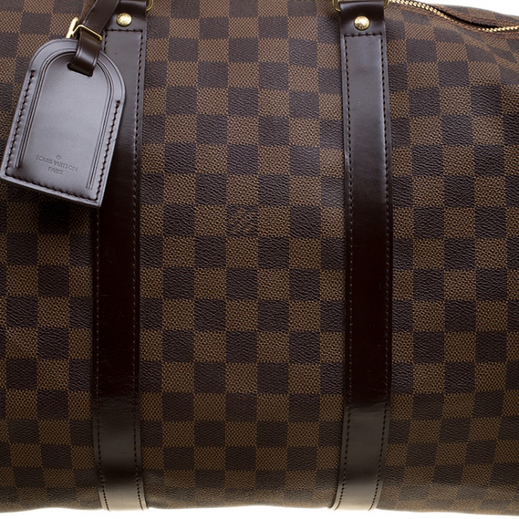 Pre Owned Louis Vuitton Damier Ebene Canvas Keepall Bandouliere 55