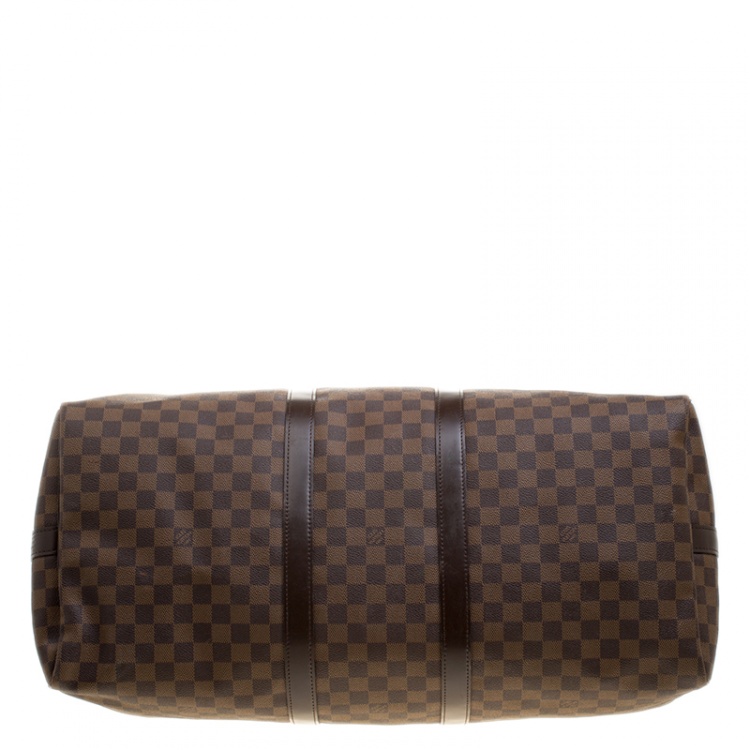 Pre Owned Louis Vuitton Damier Ebene Canvas Keepall Bandouliere 55