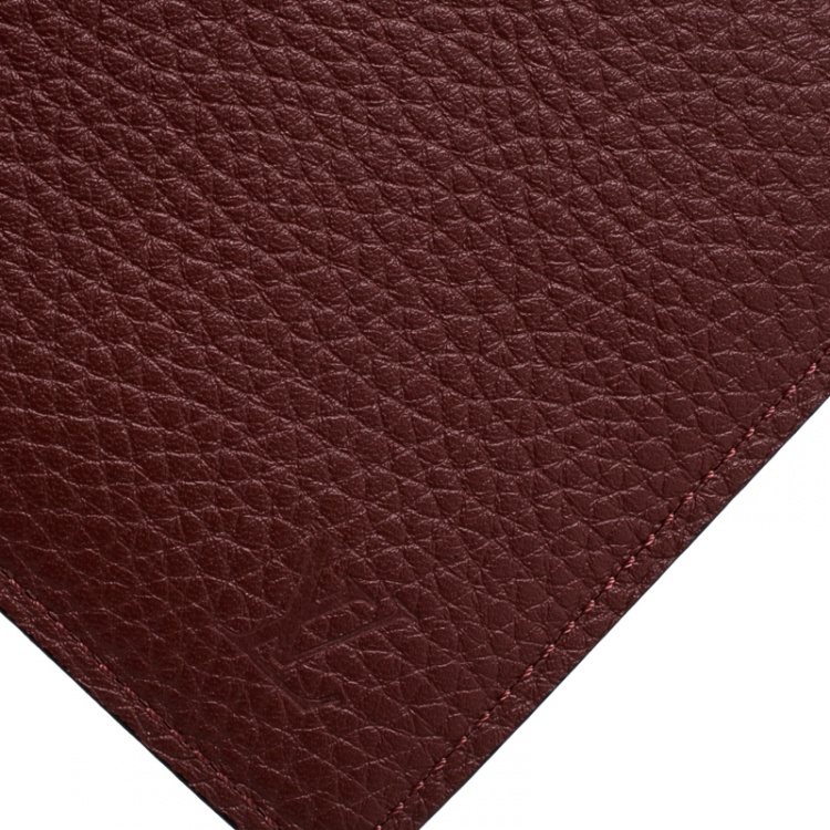 Pre Owned Louis Vuitton Red Leather Bifold Multiple Wallet