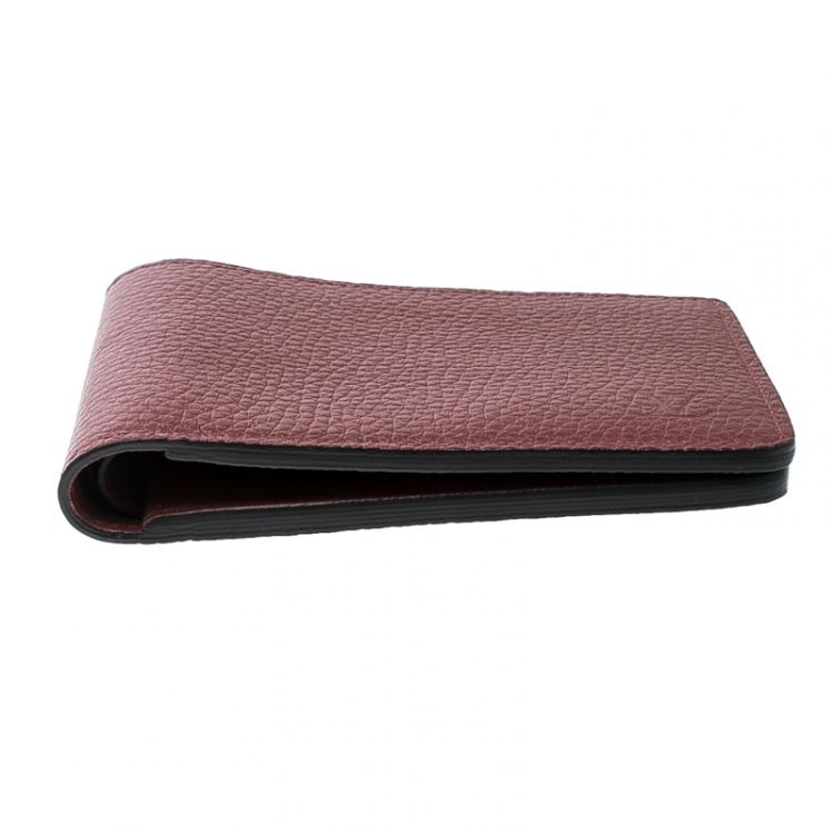 Pre Owned Louis Vuitton Red Leather Bifold Multiple Wallet