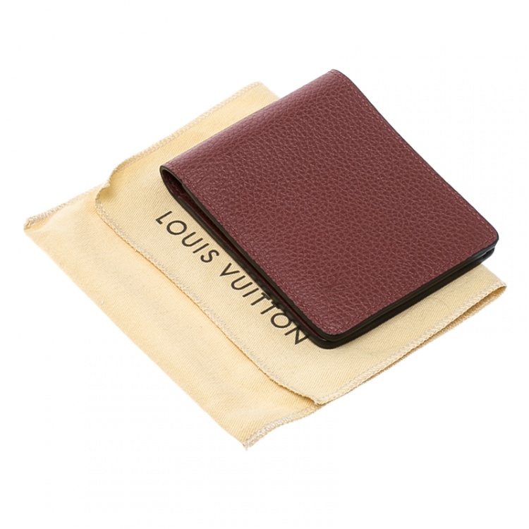 Pre Owned Louis Vuitton Red Leather Bifold Multiple Wallet
