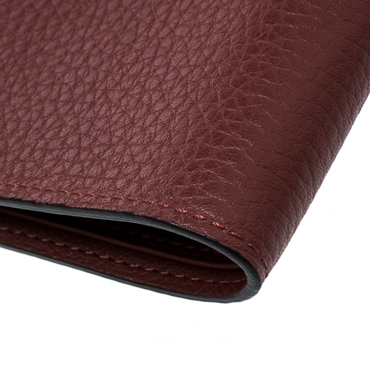 Pre Owned Louis Vuitton Red Leather Bifold Multiple Wallet