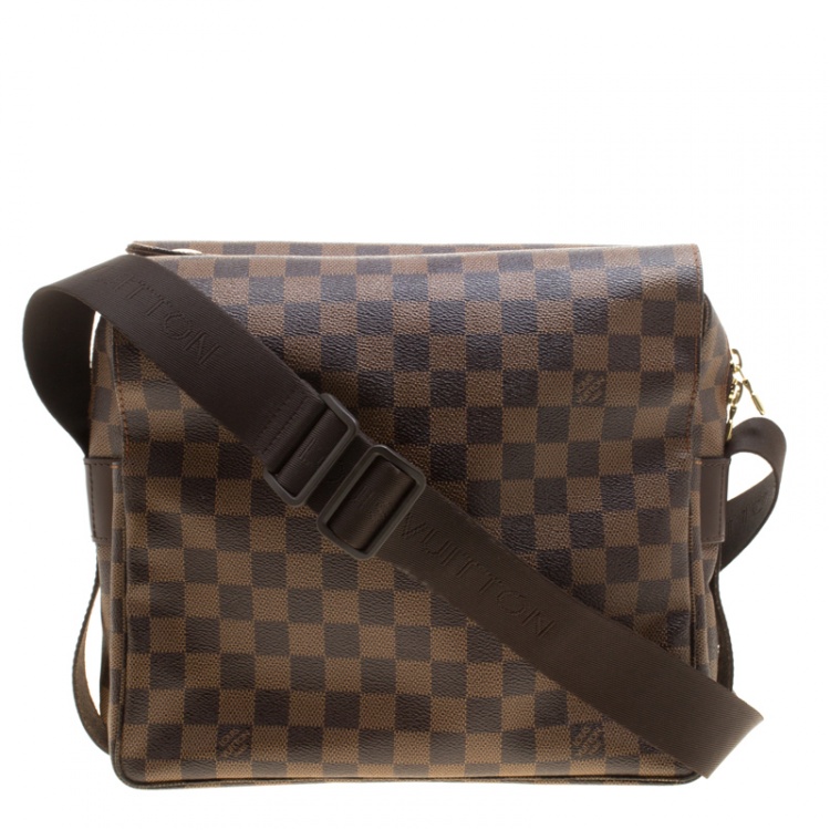 Louis Vuitton Damier Ebene Canvas Leather Naviglio Messenger Bag at 1stDibs