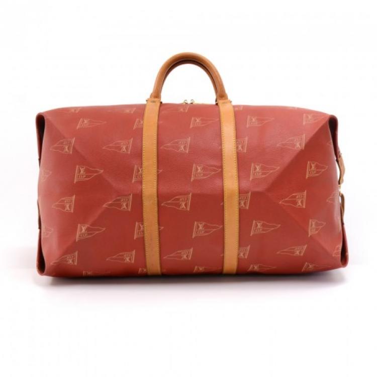 Pre Owned Louis Vuitton Red Coated Canvas Vintage 1995 LV Cup Duffel Bag