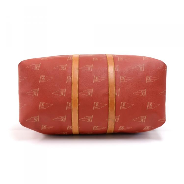 Pre Owned Louis Vuitton Red Coated Canvas Vintage 1995 LV Cup Duffel Bag