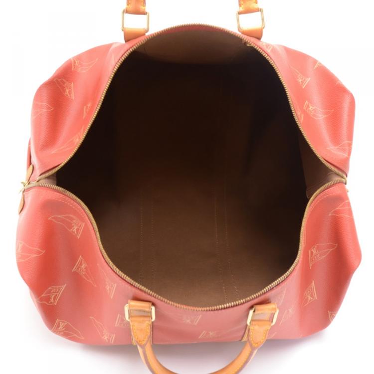 Pre Owned Louis Vuitton Red Coated Canvas Vintage 1995 LV Cup Duffel Bag