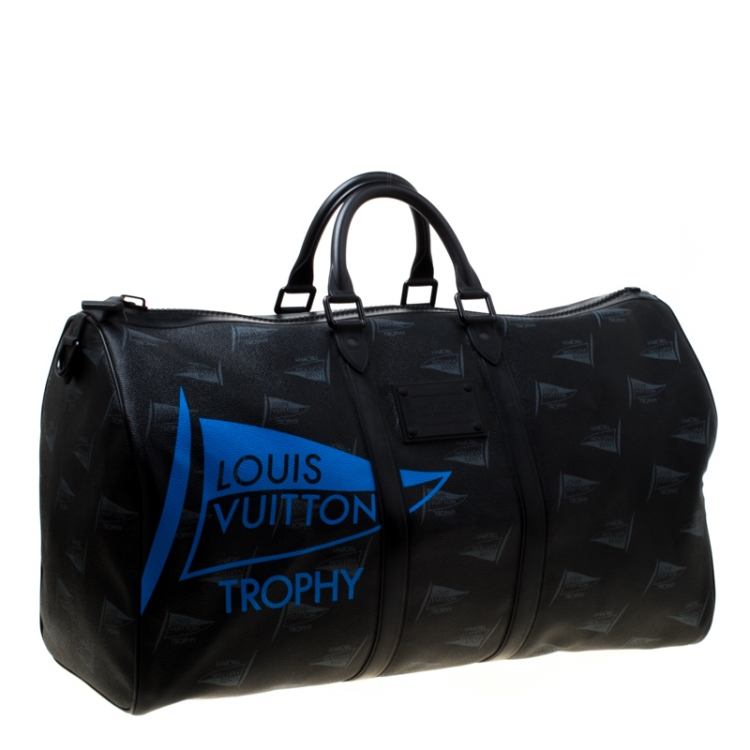 Pre Owned Louis Vuitton Black Coated Canvas Limited Edition 049/200 Dubai Keepall Bandouliere 55 Bag