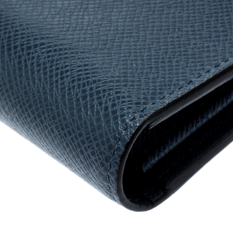 Pre Owned Louis Vuitton Blue Taiga Leather Brazza Wallet