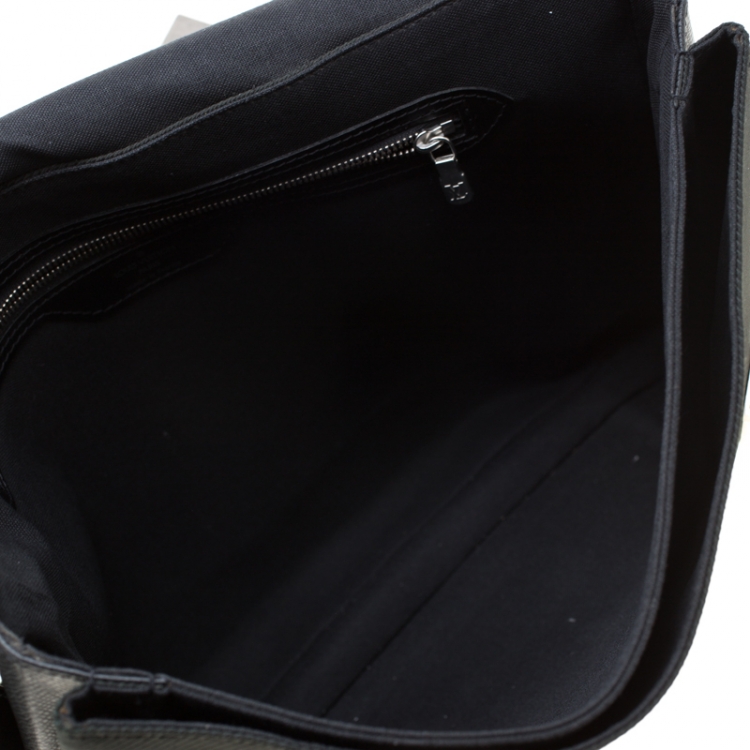 Pre Owned Louis Vuitton Black Fabric and Taiga Leather Saratov GM Messenger Bag