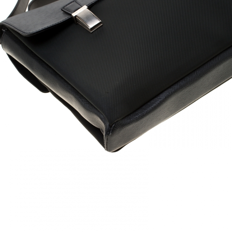 Pre Owned Louis Vuitton Black Fabric and Taiga Leather Saratov GM Messenger Bag