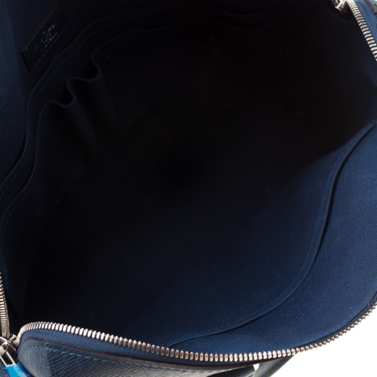 Pre Owned Louis Vuitton Blue Taiga Leather Grigori Bag