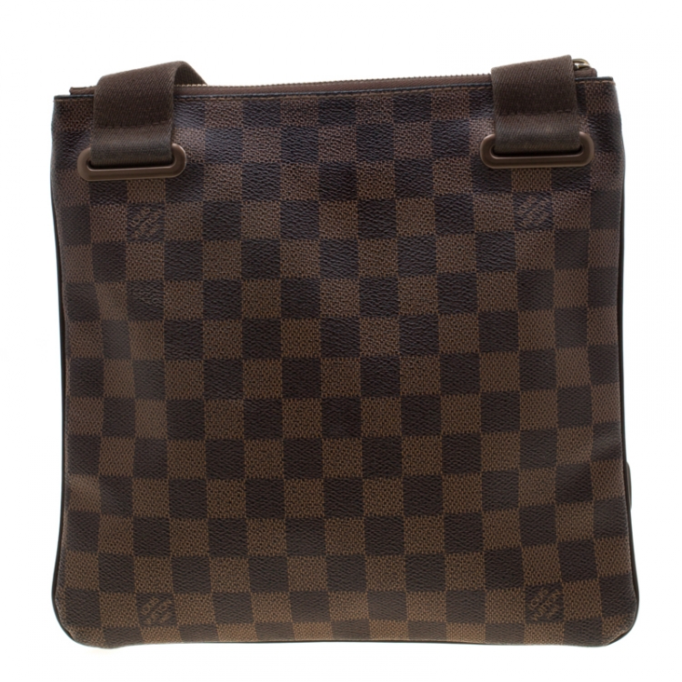 Pre Owned Louis Vuitton Damier Ebene Brooklyn Pochette Plate Bag