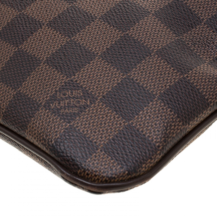 Pre Owned Louis Vuitton Damier Ebene Brooklyn Pochette Plate Bag