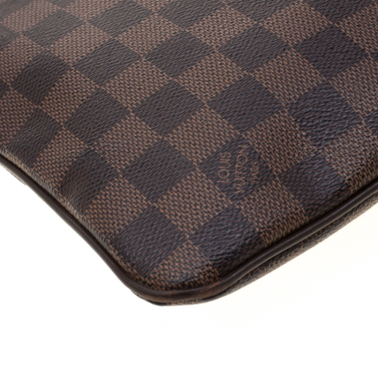 Pre Owned Louis Vuitton Damier Ebene Brooklyn Pochette Plate Bag