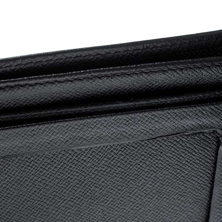 Pre Owned Louis Vuitton Black Taiga Leather Wallet