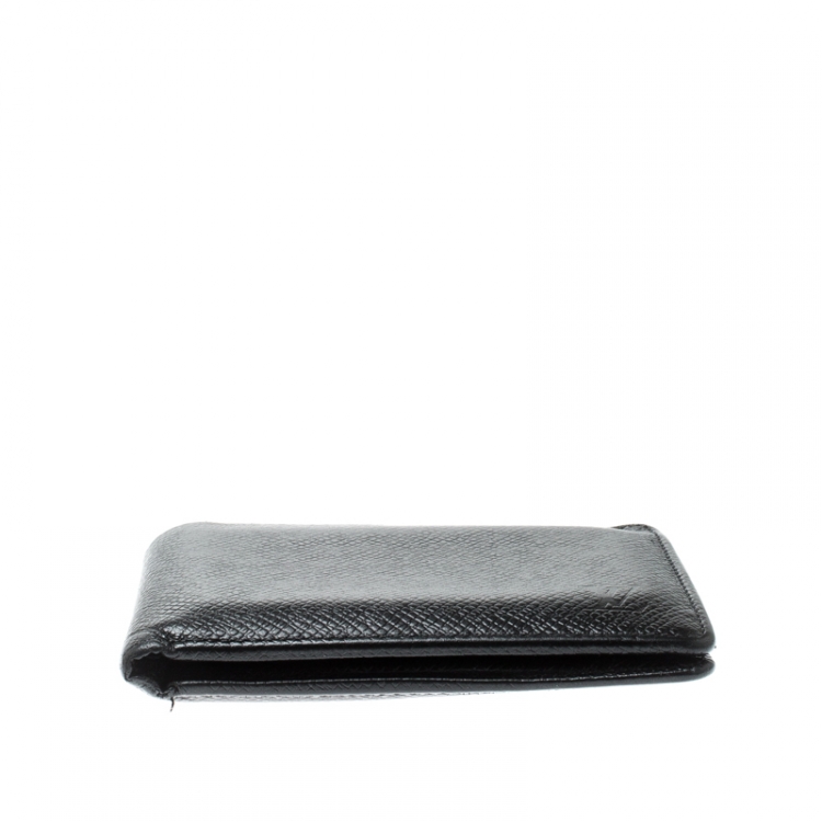 Pre Owned Louis Vuitton Black Taiga Leather Wallet