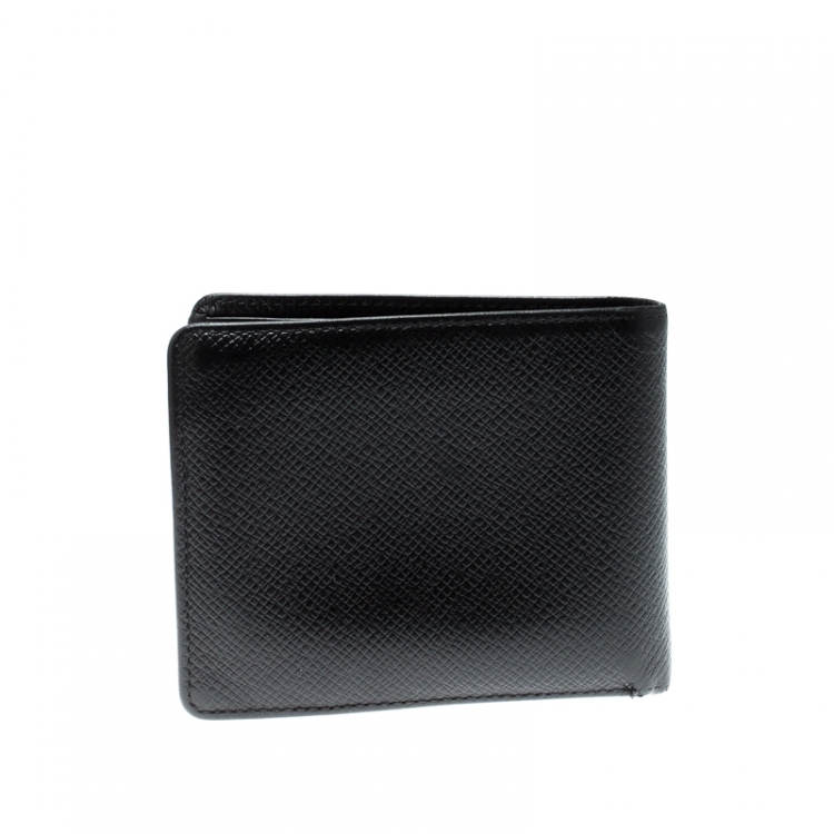 Pre Owned Louis Vuitton Black Taiga Leather Wallet
