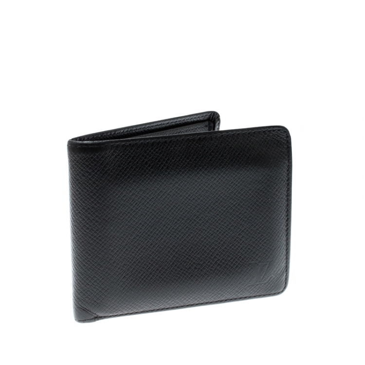Pre Owned Louis Vuitton Black Taiga Leather Wallet