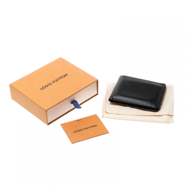Pre Owned Louis Vuitton Black Taiga Leather Wallet