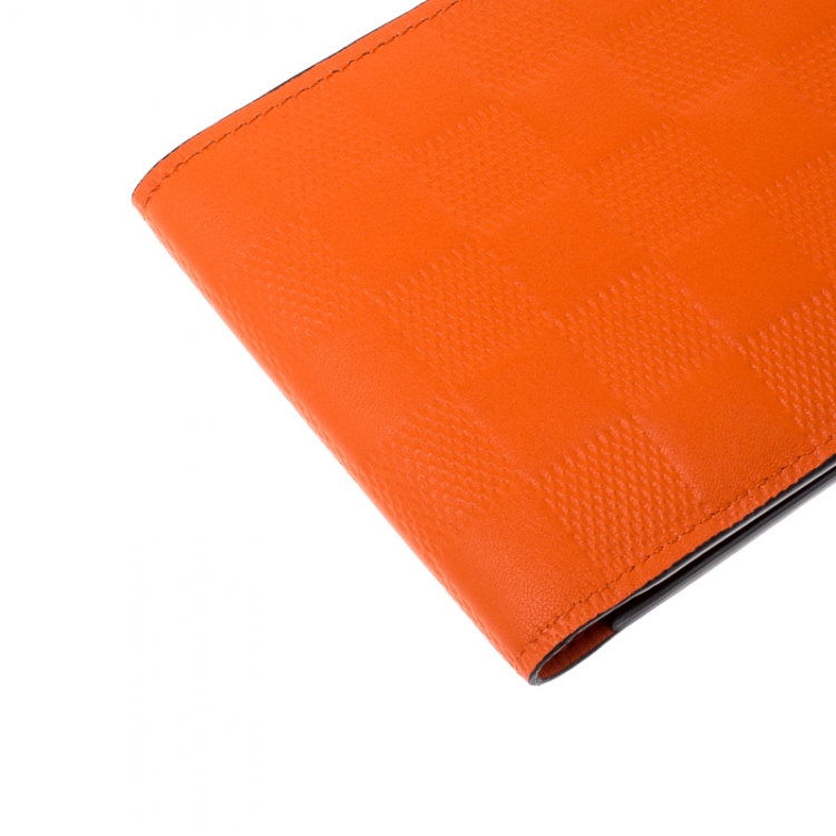 Pre Owned Louis Vuitton Orange Damier Infini Leather Slender Wallet