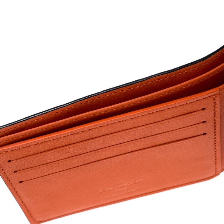 Pre Owned Louis Vuitton Orange Damier Infini Leather Slender Wallet