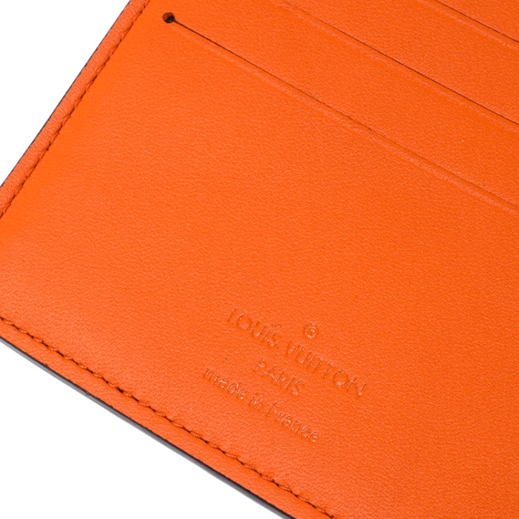 Pre Owned Louis Vuitton Orange Damier Infini Leather Slender Wallet