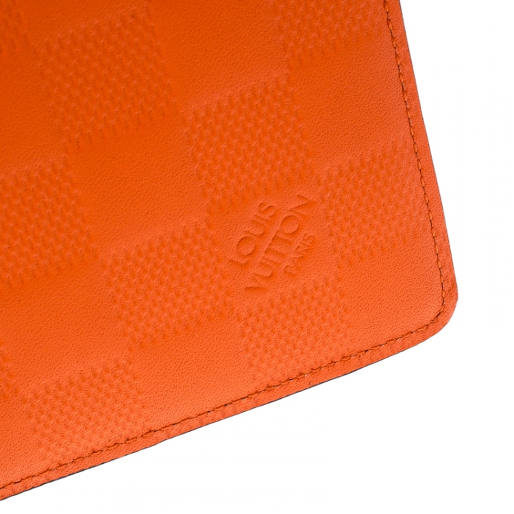 Pre Owned Louis Vuitton Orange Damier Infini Leather Slender Wallet