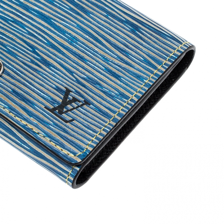 Pre Owned Louis Vuitton Denim Epi Leather Business Card Holder