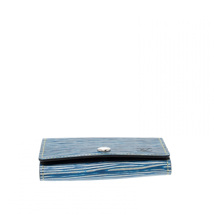Pre Owned Louis Vuitton Denim Epi Leather Business Card Holder