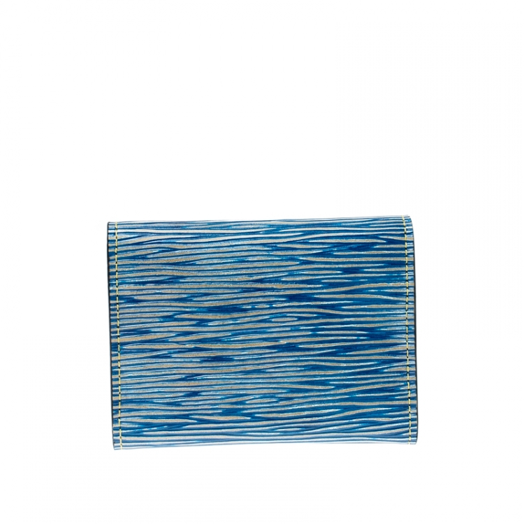 Pre Owned Louis Vuitton Denim Epi Leather Business Card Holder
