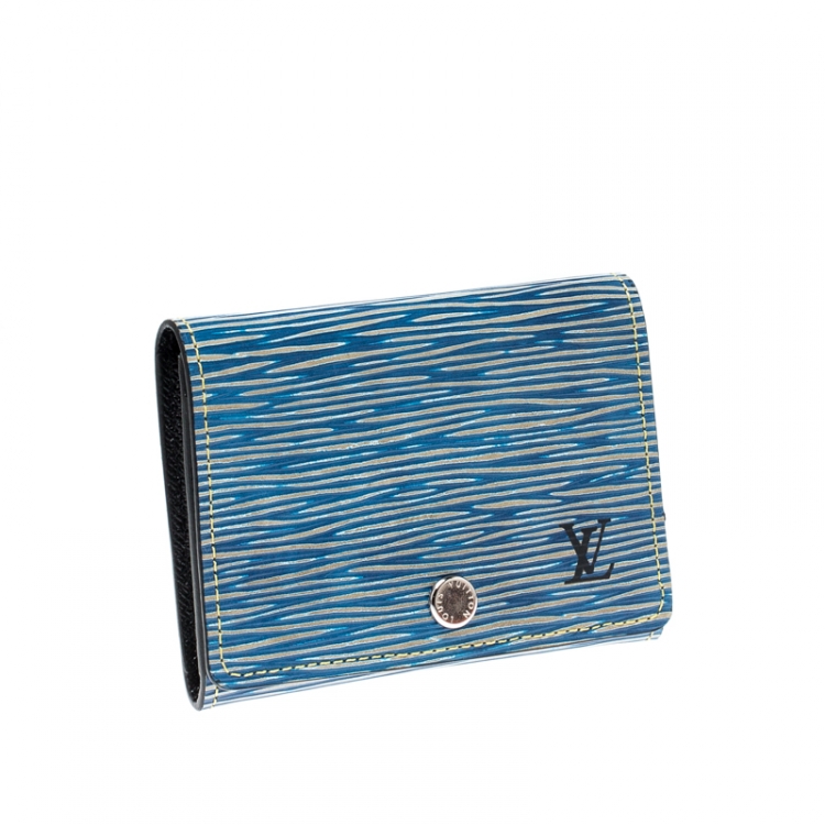 Pre Owned Louis Vuitton Denim Epi Leather Business Card Holder