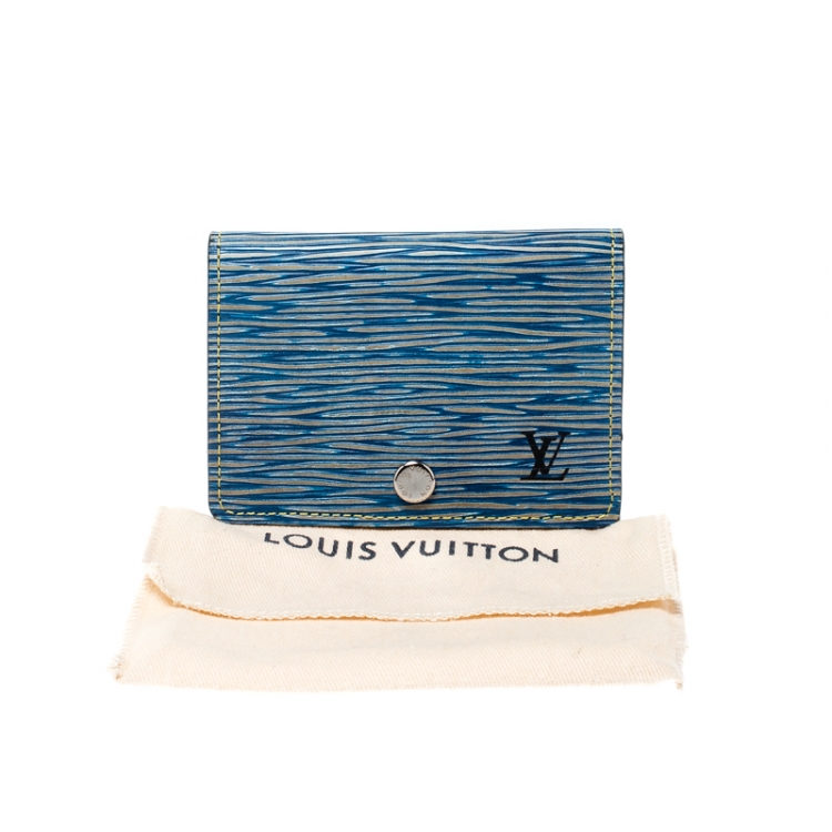 Pre Owned Louis Vuitton Denim Epi Leather Business Card Holder