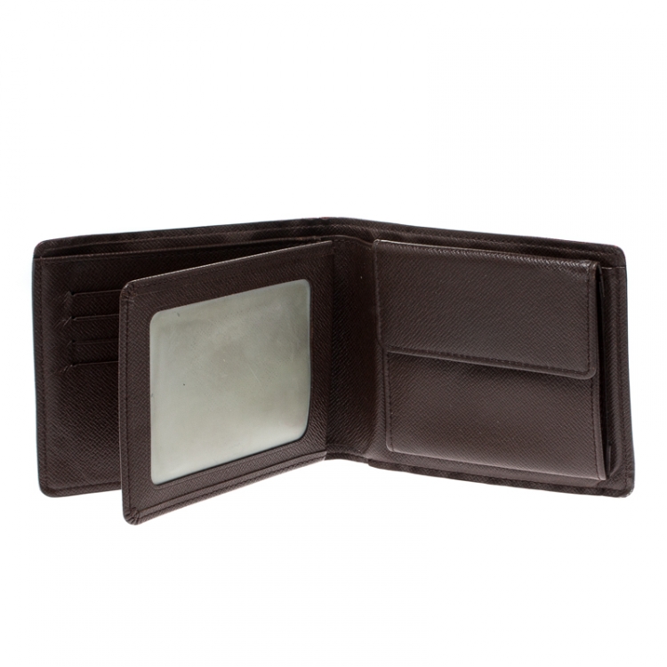 Authentic LOUIS VUITTON Brown Damier Ebene Canvas Leather Florin Bifold  Wallet